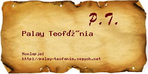Palay Teofánia névjegykártya